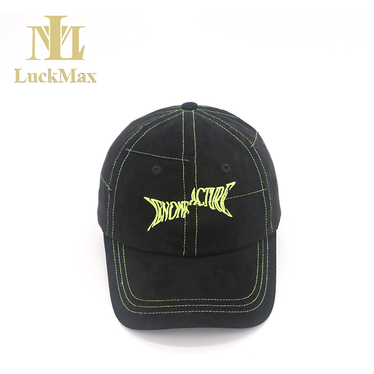 Trendy street style Hip hop baseball cap cotton customized Fluorescent green embroidery logo Bright line dad hats